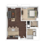 The Beacon Jersey Paramount (A4) Furnished floorplans - Showing one bedroom and one bath, Jersey City, NJ