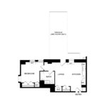 The Beacon Jersey Paramount (A5) Floorplans - Showing one bedroom and one bath, Jersey City, NJ