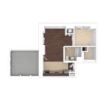 The Beacon Jersey Paramount (A6) Unfurnished floorplans - Showing one bedroom and one bath, Jersey City, NJ