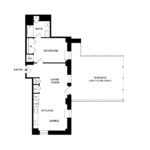 The Beacon Jersey Paramount (A7) Floorplans - Showing one bedroom and one bath, Jersey City, NJ