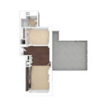 The Beacon Jersey Paramount (A7) Unfurnished floorplans - Showing one bedroom and one bath, Jersey City, NJ