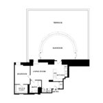 The Beacon Jersey Paramount (A8) Floorplans - Showing one bedroom and one bath, Jersey City, NJ
