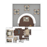 The Beacon Jersey Paramount (A8) Furnished floorplans - Showing one bedrooms and one bath, Jersey City, NJ