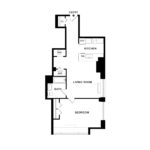The Beacon Jersey Paramount (A9) Floorplans - Showing one bedroom and one bath, Jersey City, NJ