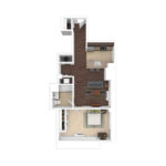 The Beacon Jersey Paramount (A9) Furnished floorplans - Showing one bedrooms and one bath, Jersey City, NJ