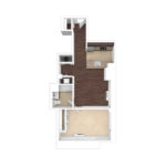 The Beacon Jersey Paramount (A9) Unfurnished floorplans - Showing one bedroom and one bath, Jersey City, NJ