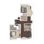 The Beacon Jersey Paramount (B1) Furnished floorplans - Showing two bedrooms and two bath, Jersey City, NJ