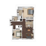 The Beacon Jersey Paramount (B2) Furnished floorplans - Showing two bedrooms and two bath, Jersey City, NJ