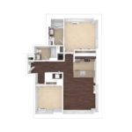 The Beacon Jersey Paramount (B2) Unfurnished floorplans - Showing two bedrooms and two bath, Jersey City, NJ