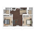 The Beacon Jersey Paramount (B4) Furnished floorplans - Showing two bedroom and two bath, Jersey City, NJ