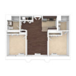 The Beacon Jersey Paramount (B4) Unfurnished Floorplans - Showing two bedroom and two bath, Jersey City, NJ