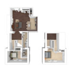 The Beacon Jersey Paramount (B6X) Furnished Floorplans - Showing two bedroom and two bath, Jersey City, NJ
