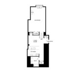 The Beacon Jersey Paramount (S13) Floorplans - Showing one bedroom and one bath, Jersey City, NJ