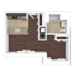 The Beacon Jersey Paramount (S14) Unfurnished floorplans - Showing one bedroom and one bath, Jersey City, NJ