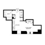 The Beacon Jersey Paramount (S2) Floorplans - Showing one bedroom and one bath, Jersey City, NJ