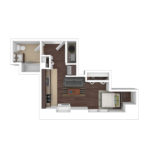 The Beacon Jersey Paramount (S2) Furnished floorplans - Showing one bedroom and one bath, Jersey City, NJ