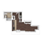 The Beacon Jersey Paramount (S2) Unfurnished floorplans - Showing one bedroom and one bath, Jersey City, NJ