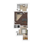 The Beacon Jersey Tower (A1) Furnished Floorplans - Showing one bedroom and one bath, Jersey City, NJ