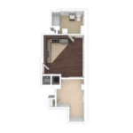 The Beacon Jersey Tower (A1) Unfurnished Floorplans - Showing one bedroom and one bath, Jersey City, NJ