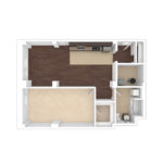 The Beacon Jersey Tower (A10) Unfurnished Floorplans - Showing one bedroom and one bath, Jersey City, NJ