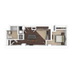 The Beacon Jersey Tower (A2) Furnished Floorplans - Showing one bedroom and one bath, Jersey City, NJ