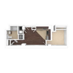 The Beacon Jersey Tower (A2) Unfurnished Floorplans - Showing one bedroom and one bath, Jersey City, NJ