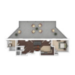 The Beacon Jersey Tower (A3) Furnished Floorplans - Showing one bedroom and one bath, Jersey City, NJ