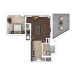 The Beacon Jersey Tower (A4) Furnished Floorplans - Showing one bedroom and one bath, Jersey City, NJ