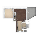 The Beacon Jersey Tower (A4) Unfurnished Floorplans - Showing one bedroom and one bath, Jersey City, NJ