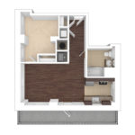 The Beacon Jersey Tower (A5) Unfurnished Floorplans - Showing one bedroom and one bath, Jersey City, NJ