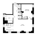 The Beacon Jersey Tower (A6) Floorplans - Showing one bedroom and one bath, Jersey City, NJ