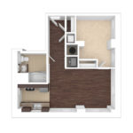 The Beacon Jersey Tower (A6) Unfurnished Floorplans - Showing one bedroom and one bath, Jersey City, NJ