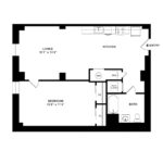 The Beacon Jersey Tower (A8) Floorplans - Showing one bedroom and one bath, Jersey City, NJ