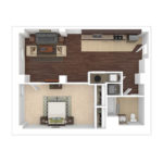 The Beacon Jersey Tower (A8) Furnished Floorplans - Showing one bedroom and one bath, Jersey City, NJ