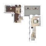 The Beacon Jersey Tower (AD1) Furnished Floorplans - Showing one bedrooms and two bath, Jersey City, NJ