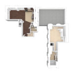 The Beacon Jersey Tower (AD1) Unfurnished Floorplans - Showing one bedrooms and two bath, Jersey City, NJ