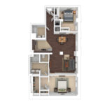 The Beacon Jersey Tower (B2) Furnished Floorplans - Showing two bedrooms and two bath, Jersey City, NJ