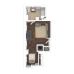 The Beacon Jersey Tower (S1) Furnished Floorplans - Showing one bedroom and one bath, Jersey City, NJ