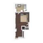 The Beacon Jersey Tower (S1) Unfurnished Floorplans - Showing one bedroom and one bath, Jersey City, NJ