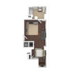 The Beacon Jersey Tower (S2) Furnished Floorplans - Showing one bedroom and one bath, Jersey City, NJ