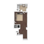 The Beacon Jersey Tower (S2) Unfurnished Floorplans - Showing one bedroom and one bath, Jersey City, NJ