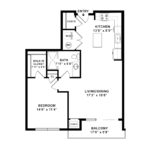 Anthem Harbor Point Stamford, CT Floorplans (A2) Showing one bedrooms and one bathrooms