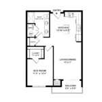 Anthem Harbor Point Stamford, CT Floorplans (A3) Showing one bedrooms and one bathrooms