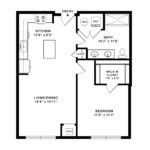 Anthem Harbor Point Stamford, CT Floorplans (A5) Showing one bedrooms and one bathrooms