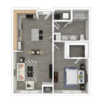 Anthem Harbor Point Stamford, CT Furnished Floorplans (A5) Showing one bedrooms and one bathrooms