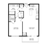 Anthem Harbor Point Stamford, CT Floorplans (A6) Showing one bedrooms and one bathrooms