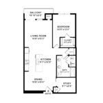 Anthem Harbor Point Stamford, CT Floorplans (A7) Showing one bedrooms and one bathrooms