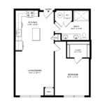 Anthem Harbor Point Stamford, CT Floorplans (A8) Showing one bedrooms and one bathrooms