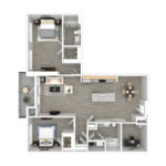 Anthem Harbor Point Stamford, CT Furnished Floorplans (B1-1) Showing two bedrooms and two bathrooms