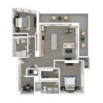 Anthem Harbor Point Stamford, CT Furnished Floorplans (B5) Showing two bedrooms and two bathrooms